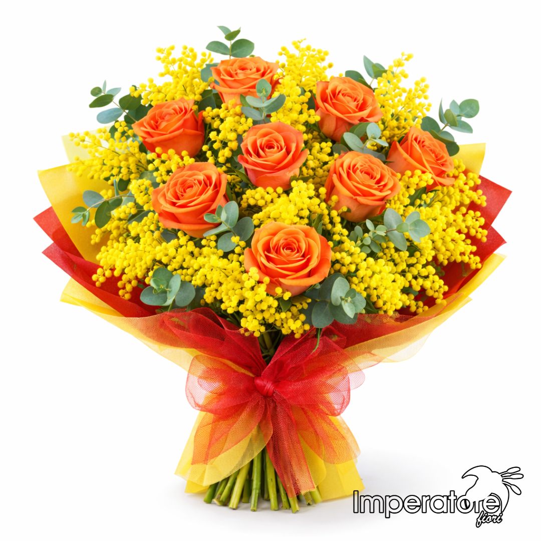 Bouquet giallo e arancio con consegna fiori a domicilio Napoli